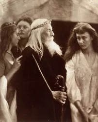 El rey Lear repartiendo su reino a sus tres hijas