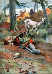 La cierva en el bosque. circa 1910 (grabado)