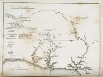 Mapa de Sídney y áreas circundantes, Australia, c. 1798