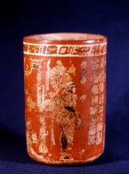 Vasija funeraria maya de Uaxactún, Guatemala, fase Tepeu