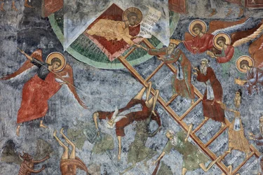Monasterio (manastirea Sucevita). La iglesia. Exterior. Pared norte. Pinturas murales