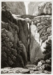 Puentes Naturales de Icononzo, Colombia. ca. 1840 (grabado)
