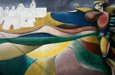 Uno de cientos de murales en Orgosolo, Cerdeña, Italia