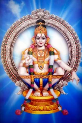 Templo hindú de Shiva. Imagen del dios hindú Vishnu. Dubái. Emiratos Árabes Unidos.