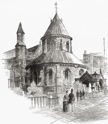 La Iglesia del Templo, Londres, Inglaterra, vista aquí en el siglo XIX.