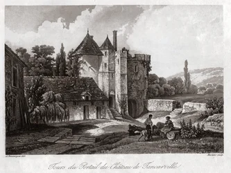 El castillo de Tancarville. circa 1840 (grabado)