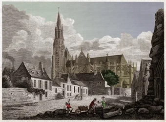 La catedral de Senlis. circa 1840 (grabado)