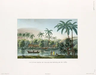 Vista de un pueblo en Matavai, isla de Tahití