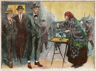 Mujer practicando la adivinación por medio de aves. 1926 (Ilustración)