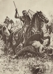 Caballería auxiliar atacando a tribus germanas