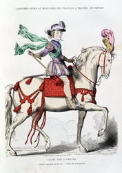 Luis XIII a caballo de un grabado de 1615 - Dibujo de Chevignard