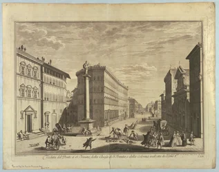 Vista de Florencia, Lámina de "Selección de XXIV Vistas de las principales calles, plazas, iglesias y palacios de la Ciudad de Florencia"
