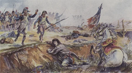 Napoleón caído de su caballo en la Batalla de Arcole, Italia, 1796