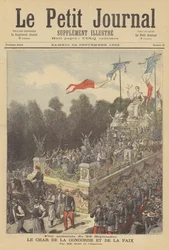 Carroza de la Concordia y la Paz en la fiesta nacional conmemorando el centenario del nacimiento de la República Francesa