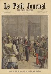 El presidente Faure de Francia recibiendo la Orden de San Andrés del embajador ruso