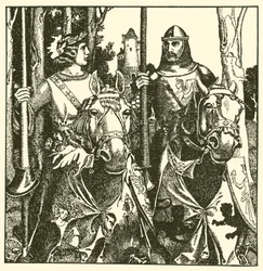 Sir Percival y Sir Lamorack cabalgan juntos