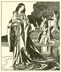 La Dama Nymue lleva a Launcelot al Lago
