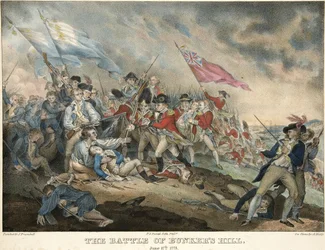 La Batalla de Bunker Hill, 17 de junio de 1775, grabado por Alfred Hoffy, pub. 1786