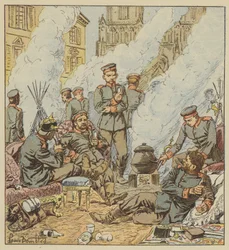 Después de la batalla de Orleans, los alemanes en las calles de la ciudad