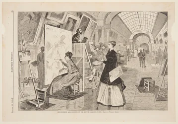 "Arte - Estudiantes y copistas en la Galería del Louvre, París"