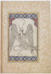 Un ángel, volando, con copa y frasco de vino (FGA F1937.7)