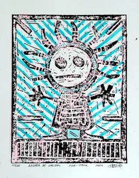 Robot urbano a rayas