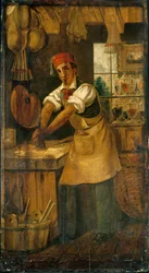 Francés: Au bon broyeur. Cartel de un comerciante de colores. Rue Saint-Martin, luego rue Saint-Denis (antigua Maison Picou), distrito 1, París.