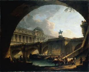 Francés: Caprice architectural : un palais inspiré du Louvre et le Pont-Neuf s