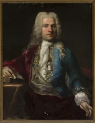 Retrato de un hombre con peluca y una carta