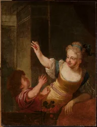 Dos niños jugando con cerezas oscuras