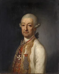  Retrato del mariscal de campo imperial y real, el príncipe Franz Ulrich Kinsky von Wchinitz und Tettau (1726-1792), con la Cruz de Comendador de la Orden de María Teresa, en el reverso atribuida a Johann Baptist Lampi el Viejo.
