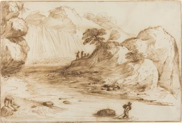 Paisaje con cascada