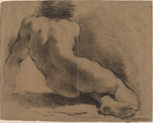Niño Desnudo Sentado Visto desde Atrás