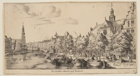 El Noorder Marckt con el Kerck, de Vistas de Amsterdam