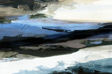 Paisaje acuático abstracto en azul