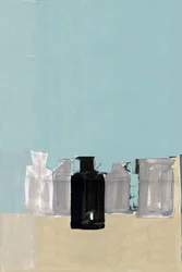 Naturaleza muerta con botella negra