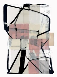 Collage geométrico en tonos rosados