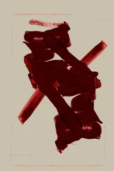 Trazos abstractos en rojo intenso