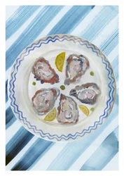 Ostras frescas y limón