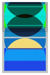 Capas geométricas en azul y amarillo