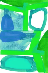 Formas abstractas en verde y azul
