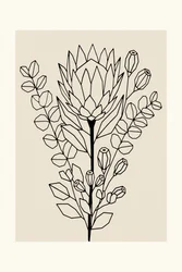 Protea y eucalipto minimalistas