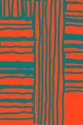Diseño en naranja y verde azulado