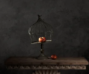 Naturaleza muerta de una manzana melancólica