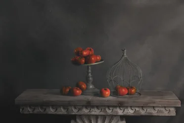 Naturaleza muerta con manzanas rojas