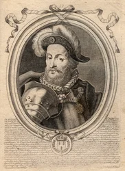 Retrato de Francisco I (1494 - 1547), rey de Francia - Francisco I, rey de Francia - grabado de 
