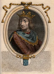 Retrato de San Luis (San Luis, Luis IX) (1214-1270) - San Luis IX (1214-1270) rey de Francia - grabado de 