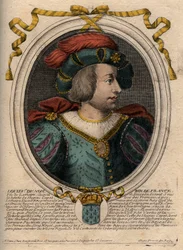 Retrato de Luis V el Holgazán (967-987), Rey de Francia - Luis V el Indolente (967-987) grabado de 