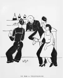 Bar de Villefranche, ilustración de "Recuerdos de Kiki", edición Henri Broca, París.