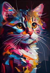 Abstract Cute cat Painting Brush Strokes, arte de la pared | impresión bajo demanda